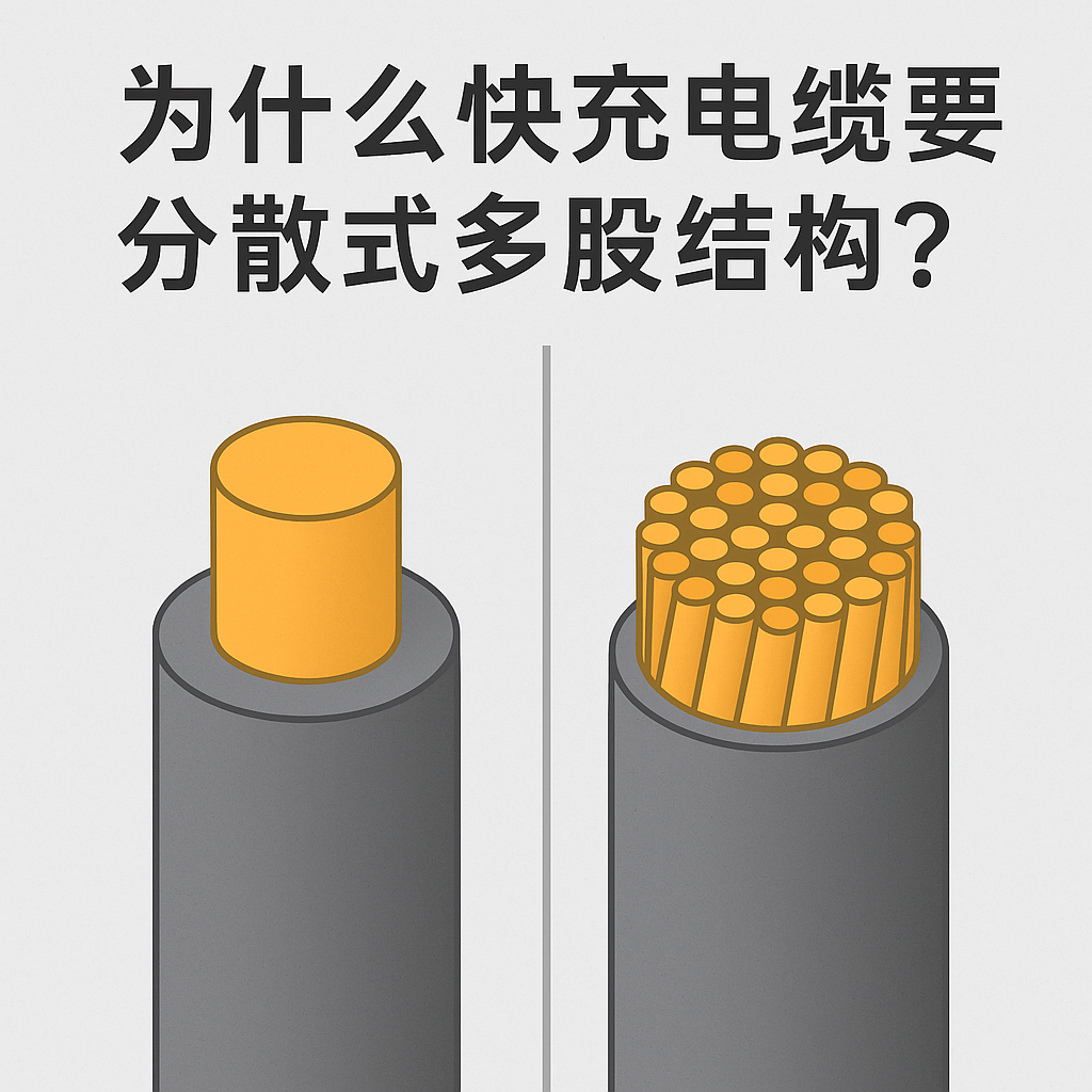為什麽快充電纜要采用分散式多股結構？核心原因其實有（yǒu） 5 個